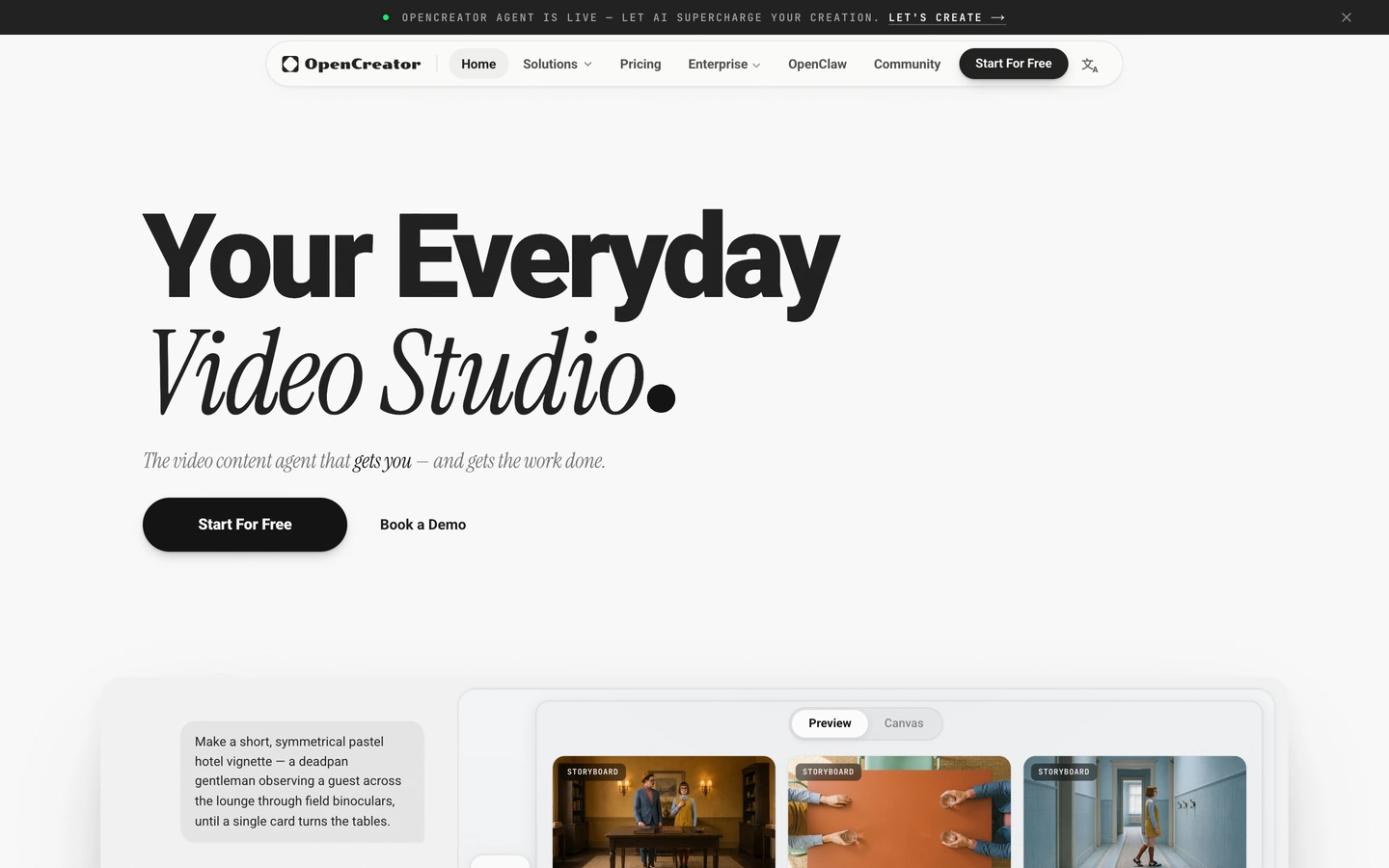 OpenCreator — desktop view